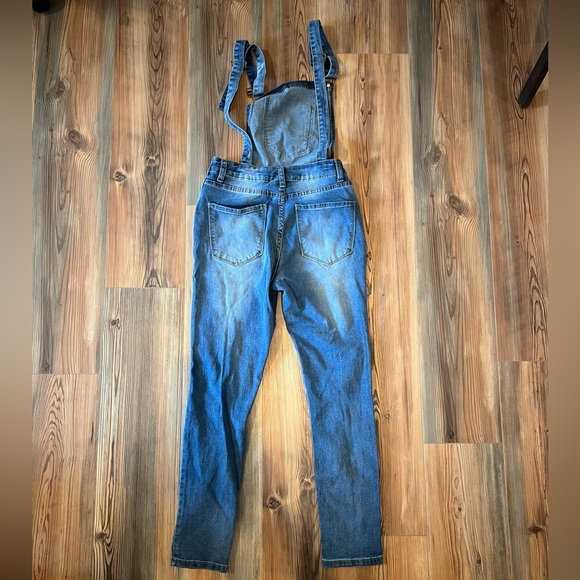 Distressed Denim Overalls - Picture 2 of 2